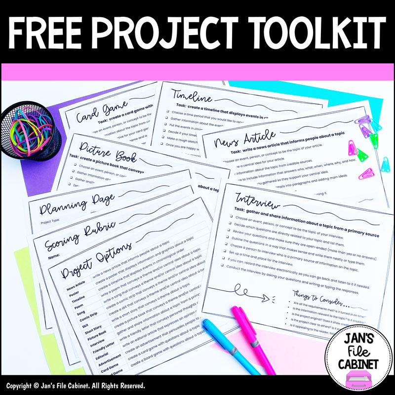 Free Project Toolkit for Intermediate and Middle School Language Arts