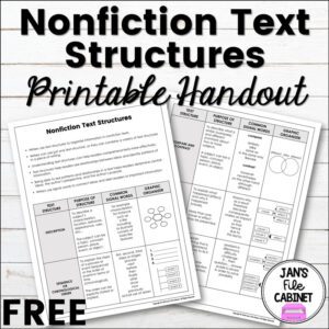 Nonfiction Text Structures Printable Handout